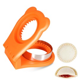 Jsroroda Sandwich Cutter and Sealer Leak-Proof BPA-Free for Kids Lunch, Crustless PB&J Round, Biscuit & Cookie Dough, Orange