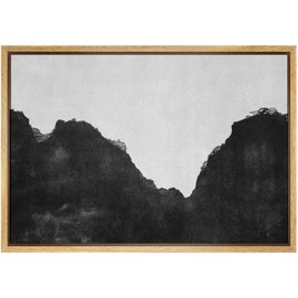 SIGNWIN Framed Canvas Print Wall Art Black Gray Watercolor Mountain Landscape Abstract Nature Illustrations Modern Art Decorative Elements Duotone for Living Room, Bedroom, Office - 16"x24" Natural