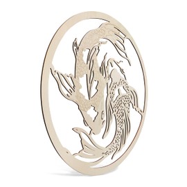 Fourth Level MFG 33" Yin Yang Koi Fish, Asian Wood Wall Art, Spiritual Home Decor, For Yoga/Meditation Room, Altar