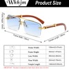 WHHJM Mens Fashion Rimless Rectangle Sunglasses for Man Frameless Square
