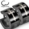 Folding Creole Earrings Cross Black Men Women Stainless Steel Cross
