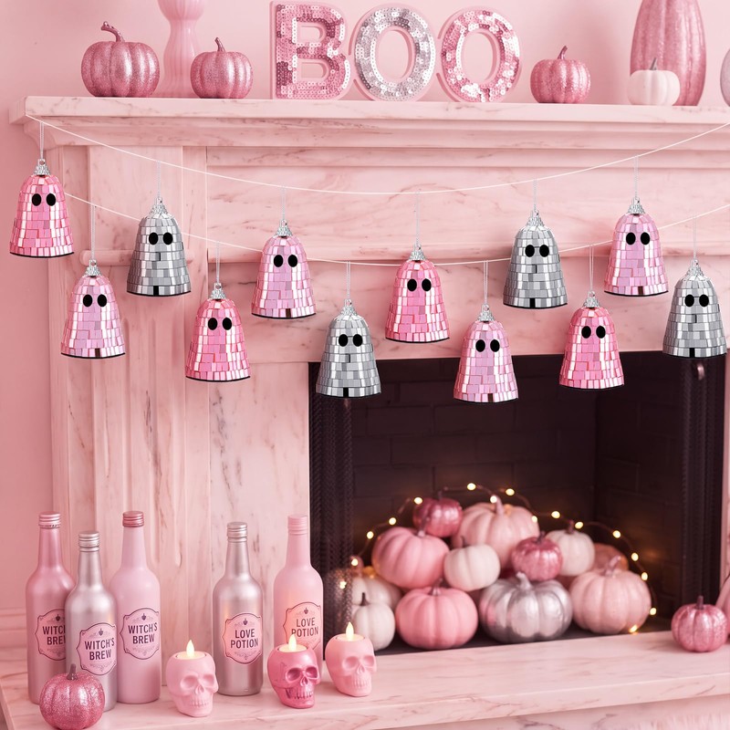 Simgoing 12 Pcs Summer Halloween Disco Ghosts Decor Halloween Ornament