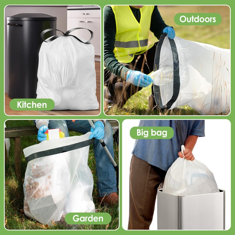 Drawstring Trash Bags-18 Gallon 120 Counts (fit 16-18 Gal) Large