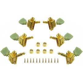 Musiin Electric Guitar Tuner Tuning Pegs Key Head Set Compatible with Les Paul Epiphone Guitar Replacement (Gold 3L+3R)