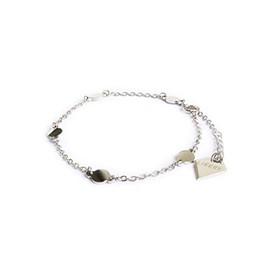 LIKERY Women's bracelet, fine arm chain with round geometric plates, stainless steel, size adjustable, colour: silver, Stainless Steel