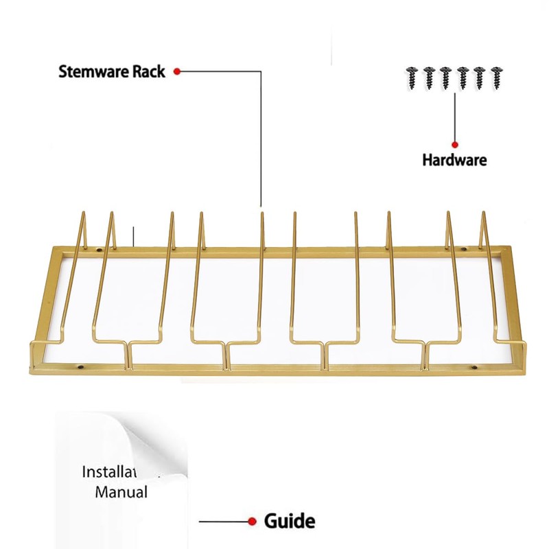 FOMANSH Wine Glass Rack - Under Cabinet Stemware Wine Glass