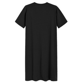 Latuza Men's Cotton Nightshirt Short Sleeves Sleep Shirt Nightgown L Black