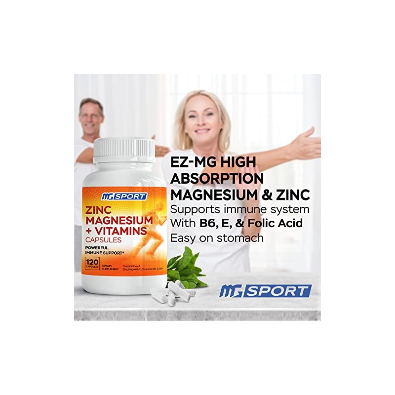 MGSPORT Magnesium and Zinc Supplement for Muscle & Immune Support,