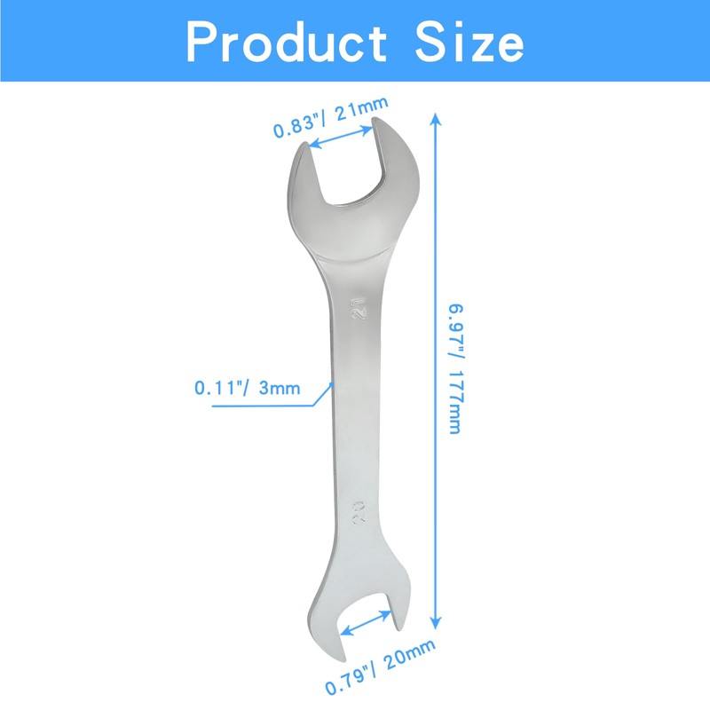 Hordion 20mm x 21mm Open End Super Thin Wrench, Metric