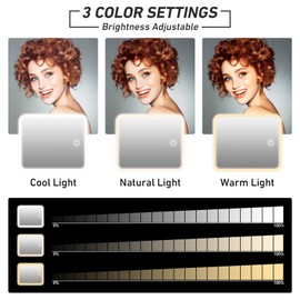 RRtide Travel Makeup Bag with Large Lighted Mirror, 3 Color Scenarios Lighted Makeup Organizer Case with Adjustable Dividers and Brush Board, Cosmetic Make up Storage Case for Women