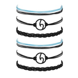 Aijian Wave Bracelet Adjustable Friendship Bracelet Boho Woven Bracelet Handcrafted Jewelry (b-Black 2)