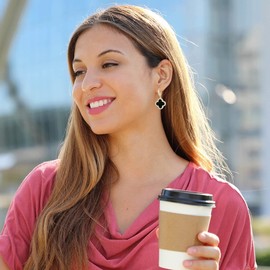 DAAOHABY Four Leaf Clover Earrings Shamrock Earrings Lucky Sparkling Earrings St. Patrick's Day Irish Earrings For Women Girls ,Stud Earrings Green Love Diamond Crystal Emerald Jewelry For Valentine's Day (Black)