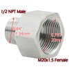 Beduan Stainless Steel Thread Adapter M20x1.5 Female to NPT 1/2"