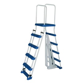 Aqua Select A-Frame Ladder with Removable Steps for Above Ground Pools | 52-inch Pool Wall Height | with Non-Slip Step Tread Risers | Top Platform and Rounded Handrails for Ease of Entry/Exit