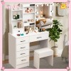 Yamissi Makeup Vanity Set Dressing Table Desk with LED Lighted