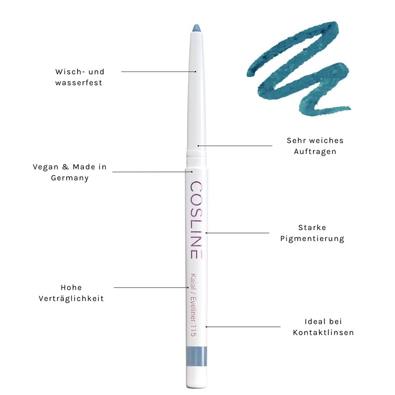 Cosline Kohl and Eyeliner No. 115, Colour: Ocean (Light Blue
