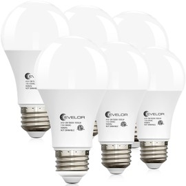evelor A19 LED Light Bulbs,100 Watt Equivalent Daylight 5000K Efficient 13W,1500 Lumens E26 Base Bright Lightbulbs, Non-Dimmable, 15000-Hour Lifespan for Bedroom, Living Room, Office, 6-Packs