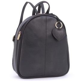 Gigi - Small Leather Fashion Backpack For Women - Rucksack With Adjustable Shoulder Straps - Multiple Pockets - 9167AG - Black