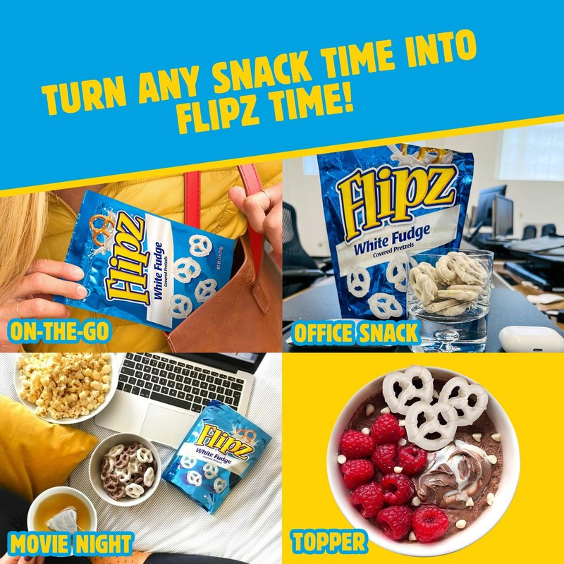 Flipz White Fudge Covered Pretzel, 5 Ounce (Pack of 6)