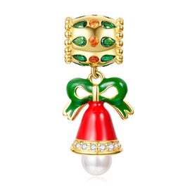 Annmors Charm Marry Christmas Pendant S925 Sterling Silver Bracelet Bead with Cubic Zirconia for European Bracelets Necklace, Mother's Day Jewellery Gift Christmas for Men and Women, Sterling Silver,