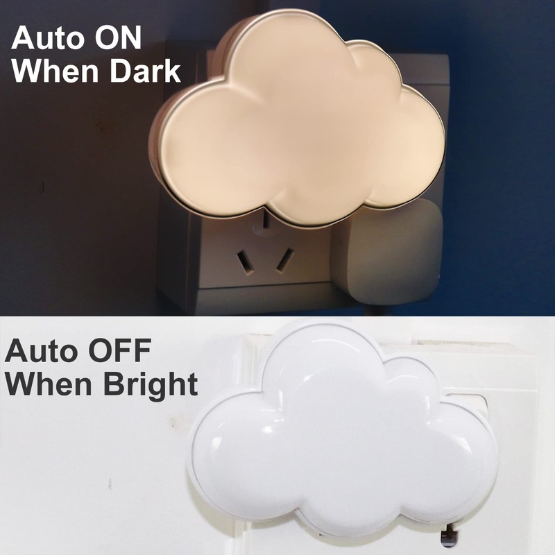 AUSAYE 4Pack Sensor LED Night Light Plug in Lamp Cloud