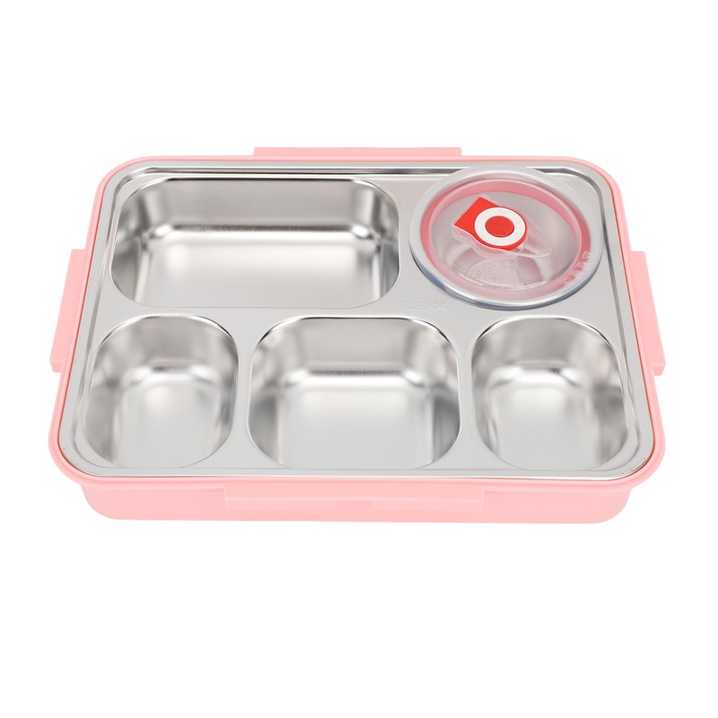 Lunch Box with Lid 5 Compartments Heat Preservation Stainless Steel