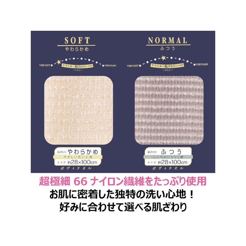 Runesimo Antibacterial Awaster Body Towel, Soft, Beige, 1 Piece