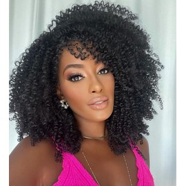 WIGER Kinky Curly Braiding Hair Marlybob Crochet Hair Black Jerry Curly Passion Twist Hair Medium Length Curly Crochet Braids Synthetic Kinky Twist Hair (3 Packs)