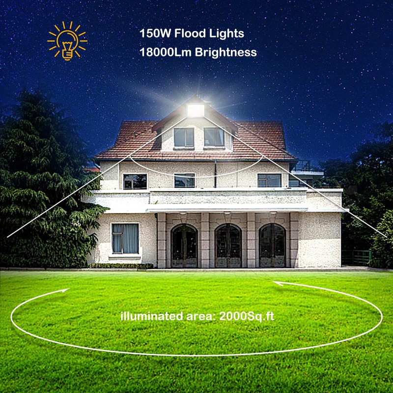 Gopretty 4 Pack 150W LED Flood Light Outdoor, 18000Lm Super