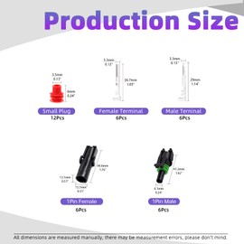 Swpeet 36Pcs 1Pin Male & Female Pin Waterproof Automotive Electrical Wire Connectors Terminals Plug with Rubber Cable Seal Assortment Kit, 22-14AWG Wire Harness Spark Plug Terminals Plug