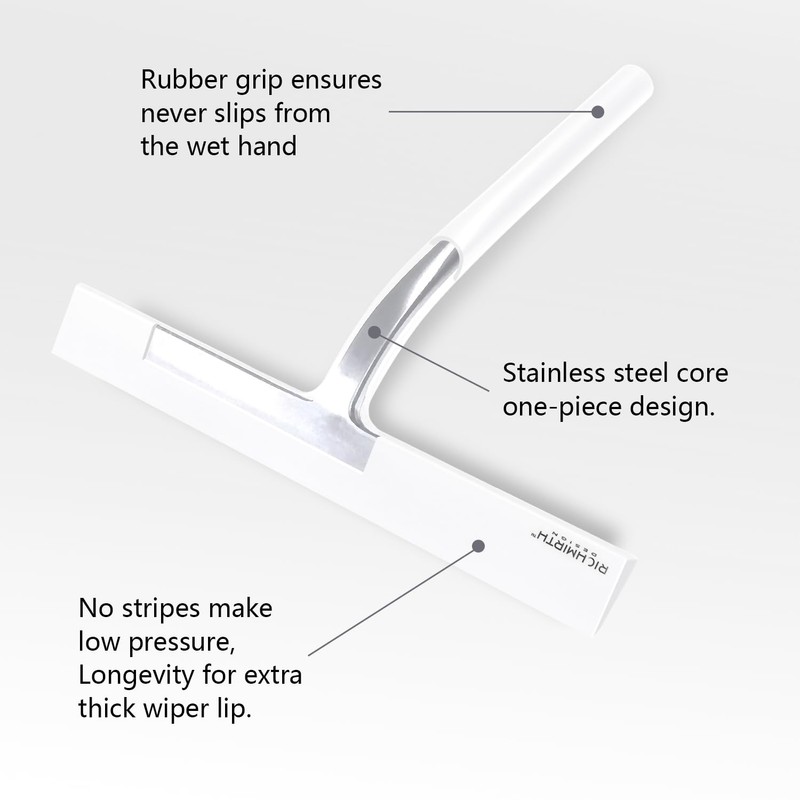 Shower Squeegee for Glass Doors, 10 Inch Width Silicone Rubber