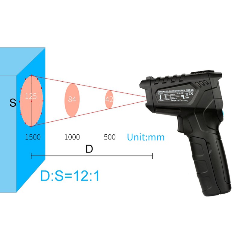 -50~550℃ Industrial Digital Infrared Thermometer Handheld Infrared LCD Temperature Meter