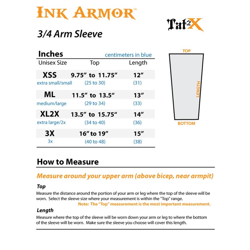 Tat2X Ink Armor Premium 3/4 Arm Tattoo Cover Up Sleeve