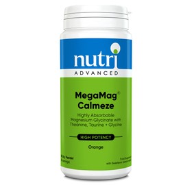 Nutri Advanced MegaMag Calmeze Magnesium Glycinate Powder - Supports The Nervous System, Helps Balance The Effects of Stress & Tiredness - Orange, 30 Servings