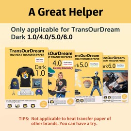 TransOurDream TransOurDream Tru-Heat Transfer Mate for Dark T Shirts Transfer Paper (10 Sheets, 8.5"x11") Clear Iron on Transfer Tape for Printable HTV Vinyl (TAPD-10)