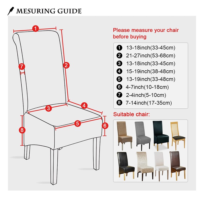 Leorate XL Size Chair Covers Stretch Polyester Chair Slipcover Dining