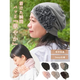 CHARM Womens Flower Beanie Hat - Bonnet Turban Headband Chemo Cap Circle Scarf Pink