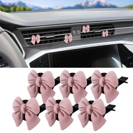 QZTYTY 6PCS Bow Car Air Freshener, Car Air Vent Clips, Air Freshener Outlet Clip, Universal Car Accessories Refillable Clips On Car Diffuser Suitable for Women and Girls (Pink)