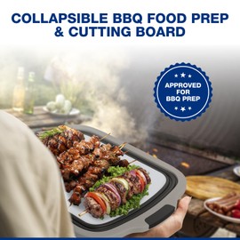 2-Pack XL Collapsible BBQ Prep Tub with Built-In Cutting Board, Lid & Strainer – Marinate, Drain & Prep – Large Food-Safe Container – Perfect for Grilling, Smoking & Outdoor Cooking (Black)