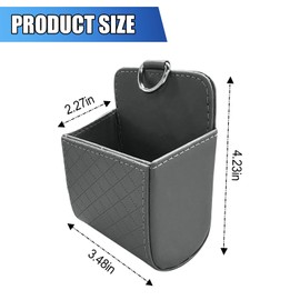UHANBUT Car Vent Storage Bag, PU Leather Automotive Dashboard Organizer Pocket with Hook, Portable Vehicle Hanging Storage Pouch for Key, Coin, Cell Phone, Sunglasses (Grey)