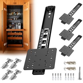 Pocket Door Slides 12in Heavy Duty Hardware Kit with Pivot Hinge for Cabinet Wardrobe Silent Retractable System for Inset Doors 4Pcs