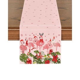 MOPZIJA 183 x 33 cm table runner, dining table decoration, table decoration autumn, table runner autumn, table runner modern, linen table runner, Christmas blankets for table (flamingo)