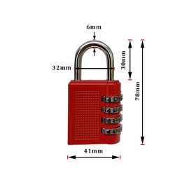 4 Digit Tough Combination Padlock for Gym Locker Bike Chain School Shed Gate Padlock with Code RED