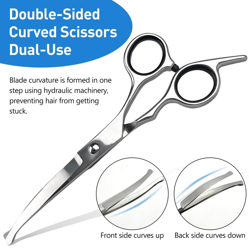 Professional Curved Dog Grooming Scissors with Rounded Tips, Cat Shears,