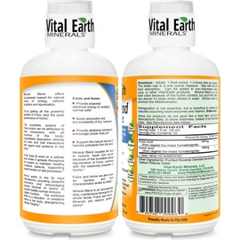 Vital Earth Minerals Fulvic Humic Mineral Blend Liquid – Fulvic Acid Supplement with 70+ Trace Minerals, Electrolytes for Recovery, Balance & Energy, 32 Oz + 1 Oz Cup