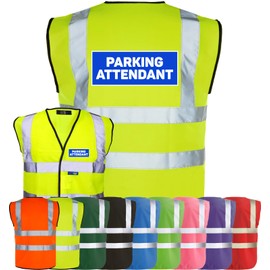Corporate Togs PARKING ATTENDANT Printed Hi-Vis Vest - High Visibility Safety Waistcoat, Fastening, Health & Safety Compliant Waistcoat | Protective Safety Wear