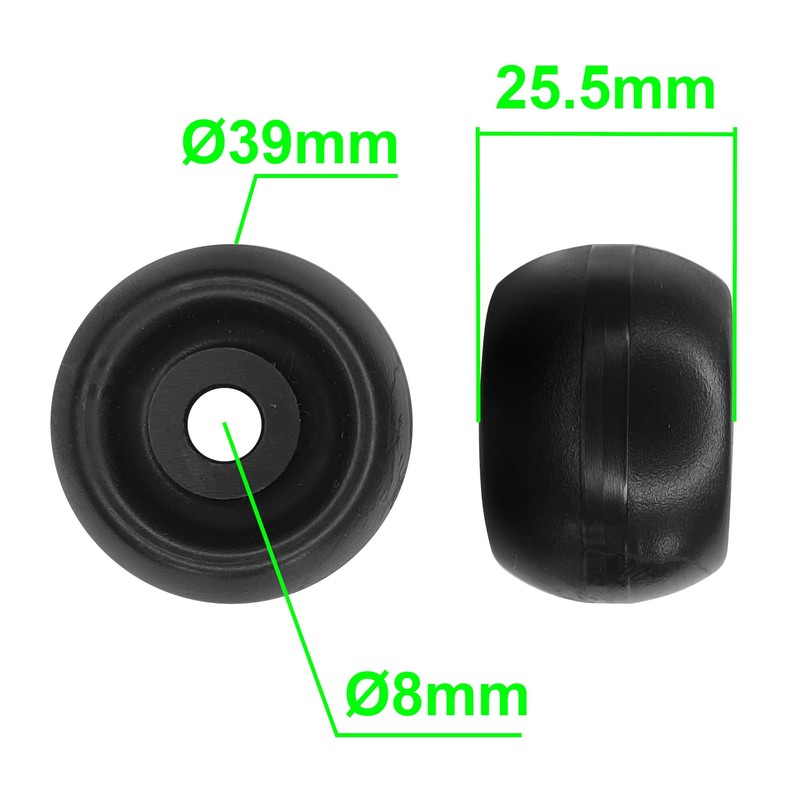 cyclingcolors 10 x Plastic Castors 40 mm Black Castor Guide