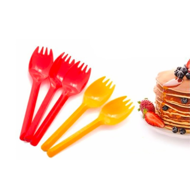 13cm Plastic Food Spork Disposable Forks & Spoons 2 in