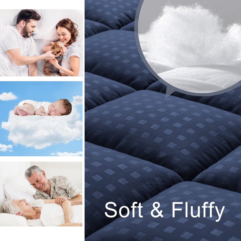 HYLEORY King Mattress Pad Quilted Fitted Mattress Protector Cooling Pillow