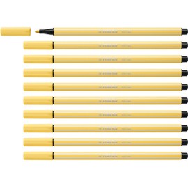 Premium Fibre-Tip Pen - STABILO Pen 68 - Pack of 10 - Light Yellow